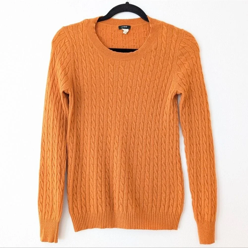 J.Crew Wool Cashmere blend cable knit crew neck sweater size Small